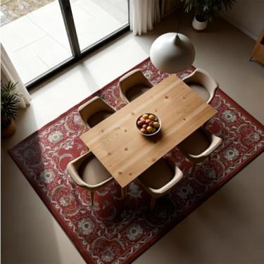 Imagem de 1 Tapete Sala de Jantar Mesa Grande 200X250 Js Do Pe Vr (M10 Vermelho - Classico Floral Flores Medalhão)