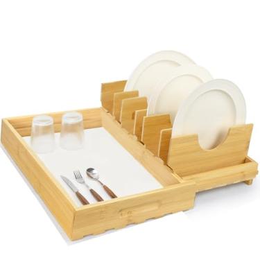 Imagem de LONSTA Escorredor de pratos de bambu com almofada de secagem de pratos de terra de diatomáceas, ultra absorvente, secagem instantânea, design econômico e removível, tapete de secagem ecológico para