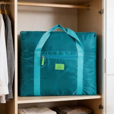 Imagem de Bolsa de viagem de grande capacidade, organizador dobrável, bolsa durável, bolsa de viagem multiuso, armazenamento impermeável para roupas, roupas de cama e muito mais (verde)