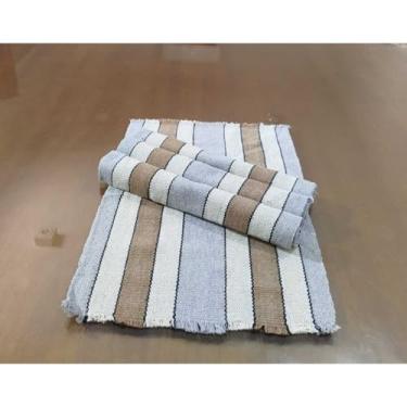 Imagem de Jogo Americano Natal 4 Peças Algodão Artesanal Tear Manual - Mesa Posta Rústica Elegante (Cinza Crú Marrom)