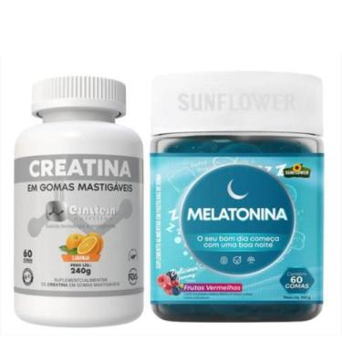 Imagem de Melatonina Sunflower c/ 60 Gomas e Creatina Gummy laranja