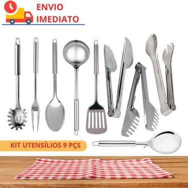 Imagem de Conjunto de Talheres de Inox com 9 pç Espátula Colher Concha - SQ Só Q