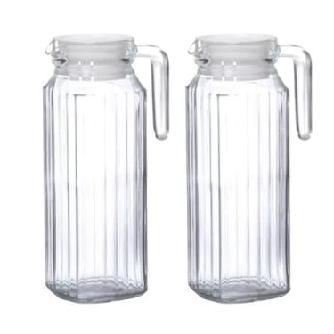 Imagem de Kit Com 2 Jarras 1 Litro Resistente Vidro Transparente Design Clássico