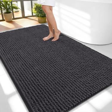 Imagem de OLANLY Tapetes de banheiro espessos 139 x 89 cm, tapetes de banho de chenille absorventes extramacios, suporte de borracha, lavar a seco na máquina, tapetes de banho para piso de banheiro, banheira e