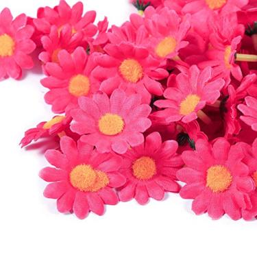 Imagem de Zerodis 11 Cores 100 Peças Cabeças de Flores Artificiais de Margarida, Flores Gerbera de Tecido para Decoração de Festa de Casamento, Com Visual para Artesanato Diy (Rosa Vermelha)