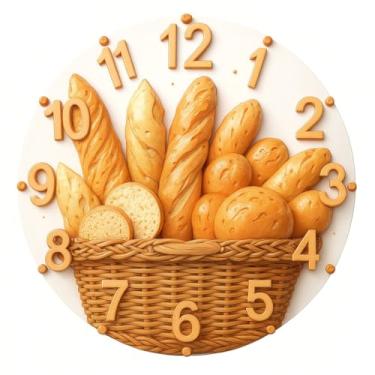 Imagem de Relógio De Parede 29cm Cozinha Decorativo Silencioso Pendulart (Cozinha25 - Pães)