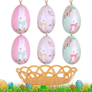 Imagem de Pingente de ovos de Páscoa, enfeites de árvore de ovo de Páscoa | árvore enfeita pingente colorido com cesta | Os ovos da páscoa decorativos pequenos reusáveis ​​da espuma aumentam a vida diária
