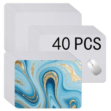 Imagem de 40 peças de tapete de rato branco para impressão a quente tapete de rato a granel para transferência de calor artesanato fotos personalizadas 18 x 22 x 0,3 cm