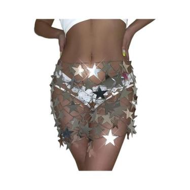 Imagem de Conjunto De Saia De Biquíni Com Lantejoulas Sexy Punk Para Mulheres, J