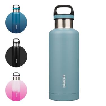 Imagem de BJPKPK Garrafa de água isolada de aço inoxidável de 947 ml com alça de parede dupla garrafa isolada a vácuo livre de BPA, azul claro