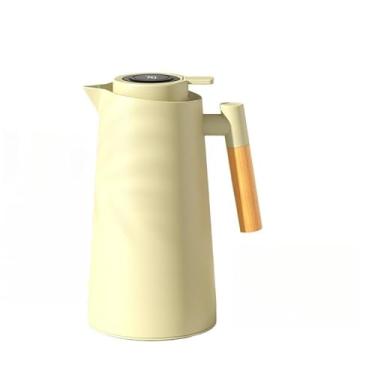 Imagem de Garrafa Térmica Termômetro Para Chás Café Design Moderno(Verde claro,1000ML/1L)