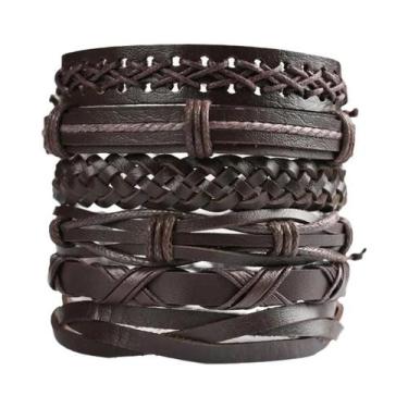 Imagem de Pulseira De Couro Vintage Estilo Punk Masculina DIY Conjunto De Joias 