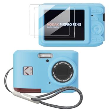 Imagem de Tedubax Capa para acessórios Kodak PIXPRO FZ45, FZ45, capa protetora de silicone macio, vem com 2 protetores de tela e 1 alça de pulso - azul claro