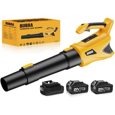 Imagem de Soprador de folhas sem fio 21 V 500 CFM potente soprador de folhas elétrico com (2) baterias e carregador de 4,0 Ah, velocidade variável, sopradores portáteis recarregáveis, alimentados por bateria