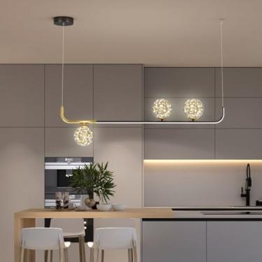 Imagem de Luminária de mesa moderna com LED, pendente, em acrílico, para cozinha, lustre regulável de 56W com controle remoto, luminária pendente criativa para sala de jantar, cozinha e sala de estar,