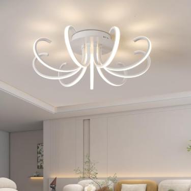 Imagem de Luminária de teto LED dimerizável para quarto, sala de estar, luminária de teto moderna em metal cromado, luminária pendente para sala de jantar com controle remoto, lustre, luminária de tet