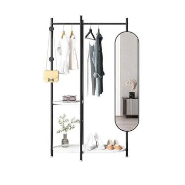 Imagem de Espelho de molho doméstico de mármore para quarto, cabideiro, multifuncional, decoração giratória para o corpo inteiro (preto, 100 cm)