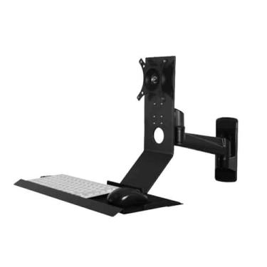 Imagem de KEG801302 Braço único de escritório com bandeja de teclado regular, não dobrável, preto, suporte de tela única, acessórios de mesa