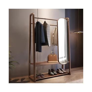 Imagem de Cabide de madeira maciça para corredor, cabide de chão, quarto, cabide de espelho, encaixe de corpo inteiro, suporte de chapéu de armazenamento multifuncional (pequeno)