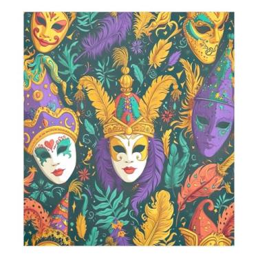 Imagem de Blueangle Capa de ímã de lava-louças padrão de máscaras de carnaval, decoração da capa frontal da máquina de lavar louça, adesivos de eletrodomésticos, adesivos de eletrodomésticos, 58 cm C x 66 cm
