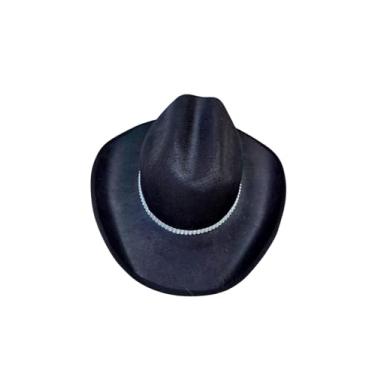 Imagem de Chapéu Boiadeira Country Infantil Feminino, Rosa Preto Vermelho, Estilo Cowgirl (Preto)