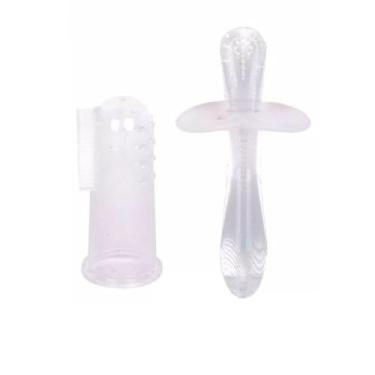 Imagem de Escova Dental para Bebê com Mordedor Infantil Macio – Higiene Bucal Segura e Suave