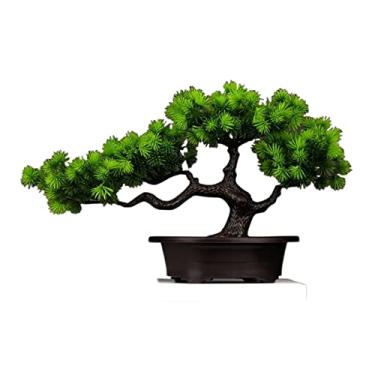 Imagem de Bonsai artificial, árvore artificial em vaso, paisagem de mesa, pinheiros falsos, bonsai, planta de alta qualidade para casa, escritório, varanda, decoração faça você mesmo, árvore de bonsai