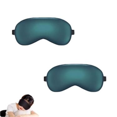 Imagem de PLAYTHROUGH Máscara de dormir de seda de amoreira, 2 peças, máscara para dormir com alça ajustável para homens e mulheres, leve (verde escuro)