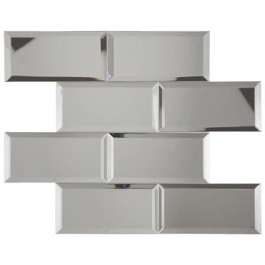 Imagem de Kit 1m² Pastilha de Vidro Refletivo 37cm X 30cm Prata