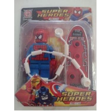 Imagem de Boneco compativel com Lego Homem Aranha com Skate Articulado - NEIDE B