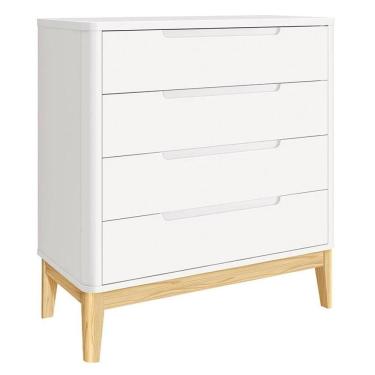 Imagem de Cômoda Gaveteiro Infantil Classic Boom Branco com Pés Madeira Natural - Reller