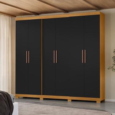 Imagem de Guarda-roupa Casal 6 Portas e 4 Gavetas San Francisco Carvalho Americano/Preto TX
