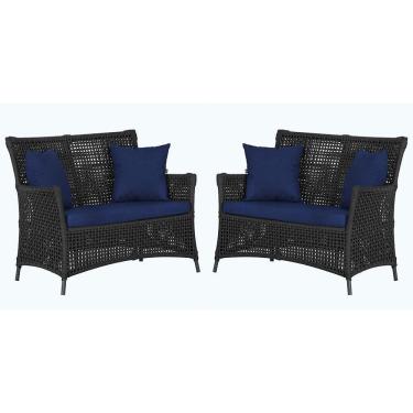 Imagem de 2 Sofás área Externa Igapó Alumínio Preta Corda Náutica E10 Preto