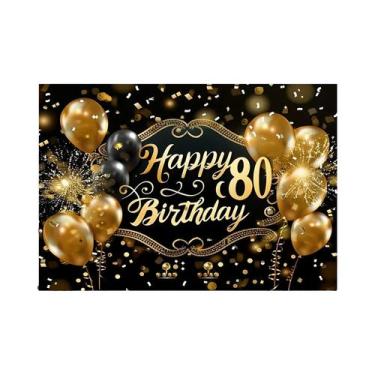 Imagem de Banner Decorativo Preto E Dourado Para O 80º Aniversário, Para Todas a