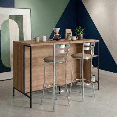 Imagem de Bancada Gourmet Ilha Industrial Mel/Arenas Com 2 Banquetas Jade Mel/Ar