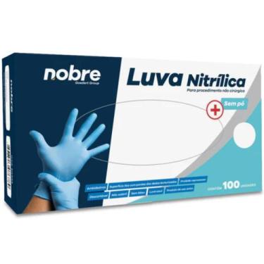 Imagem de Luva Nitrílica Azul Sem Pó Nobre 100 Unidades P