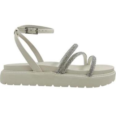 Imagem de Sandália Feminina Papete Flatform Casual Dia a Dia Passeio Trabalho Conforto com Strass Via Marte 17-Feminino