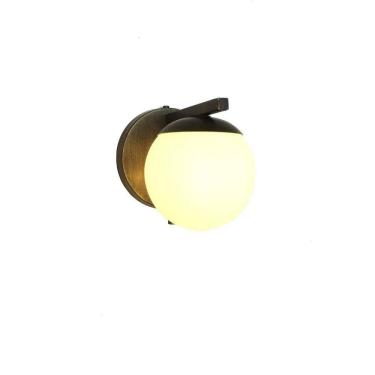 Imagem de Kit 2 Arandela Bola Vidro Branco Moderna Metal Ouro Velho