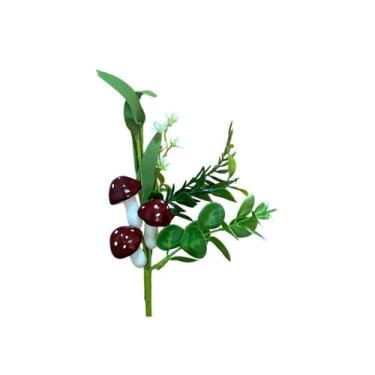 Imagem de Galho Decorativo Páscoa Cogumelos e Folhagens - 20cm - Tok da Casa