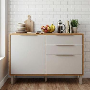 Imagem de Balcão 120 cm com Tampo 2 Portas e 2 Gavetas Divina/Brilhante e Celest