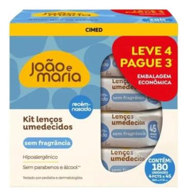 Imagem de Joao e maria lenço umedecido pack 4x45 sem frag. - JOÃO E MARIA