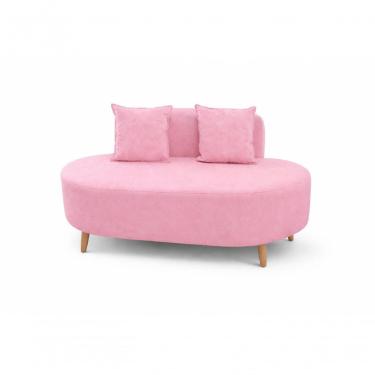 Imagem de Sofá Orgânico Feijão Para Sala Quarto Closet 115 Cm Com 02 Almofadas Tecido Suede Rosa Do Lar Móveis E Decoração