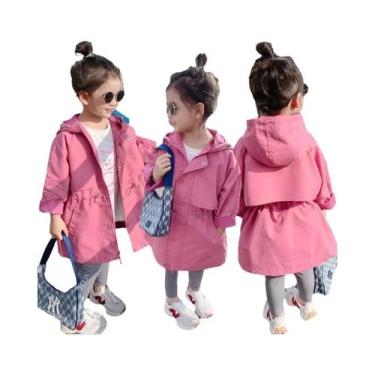 Imagem de Jaqueta Corta-vento Com Capuz Para Meninas, Jaqueta Longa Com Capuz Pa