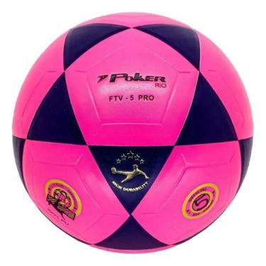 Imagem de Bola Futevôlei Poker Vulcanizada Pu Rio Profissional Rosa e azul