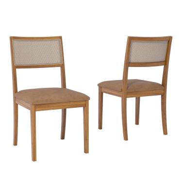 Imagem de Jogo 2 Cadeiras para Sala de Jantar Kiwi Natuame Madeira/Kaki