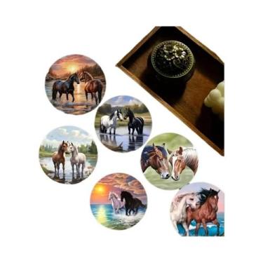 Imagem de Porta-copos De Madeira Retrô 2D Com Elementos De Cavalo, Impressão Col