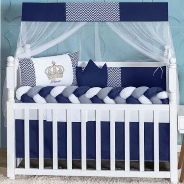 Imagem de Kit Berço Americano Trança 11 Peças Para Bebê Menino Príncipe Coroa Ma