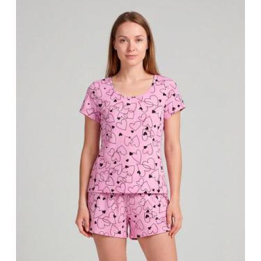 Imagem de Pijama Feminina Short E Blusa Infinita Cor Rosa, G, Rosa