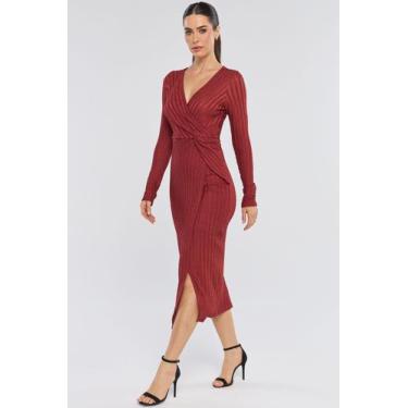 Imagem de Vestido Midi PKS Malha Jacquard Sublime Bordo, GG