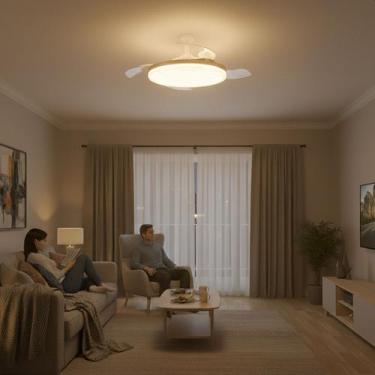 Imagem de Ventilador Teto Retrátil Controle Led 3 Pás Transparente 6V Moderno Sa